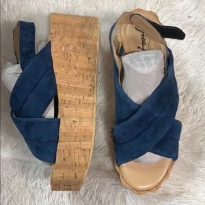 Free People Blue Suede Platforms